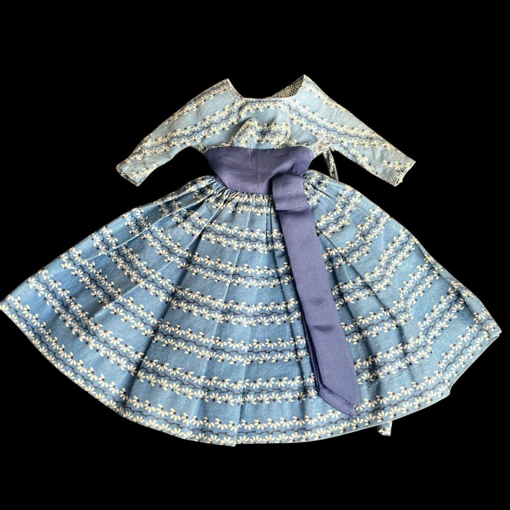 Vintage Barbie Let's Dance Dress #978 Blue Cotton 1960's Doll Clothes FLAWED
